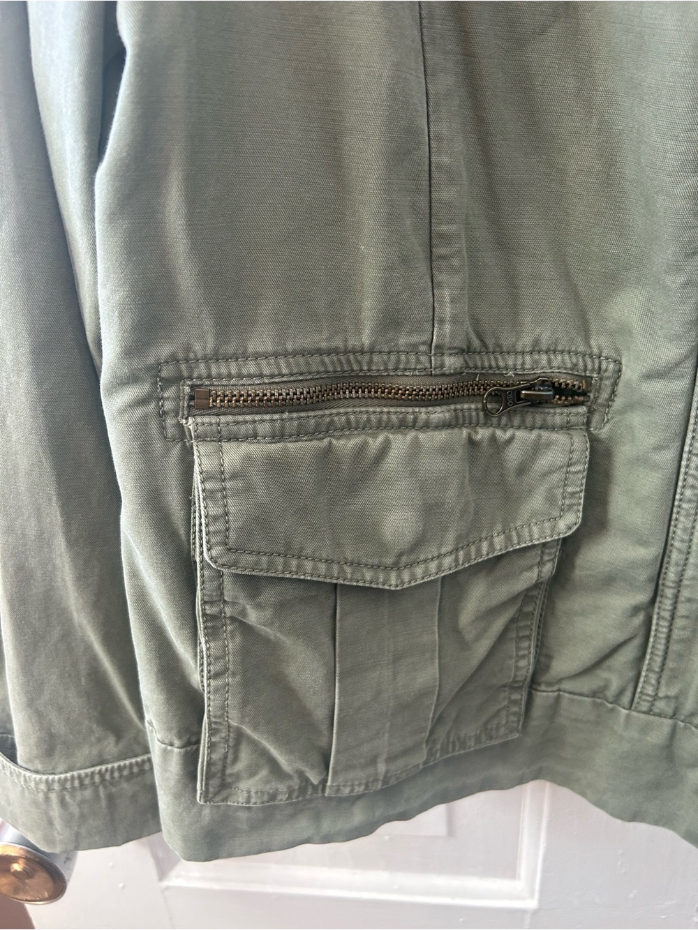 GAP Olive Green Utility Jacket with Zip & Flap Pockets - Picture 3 of 10